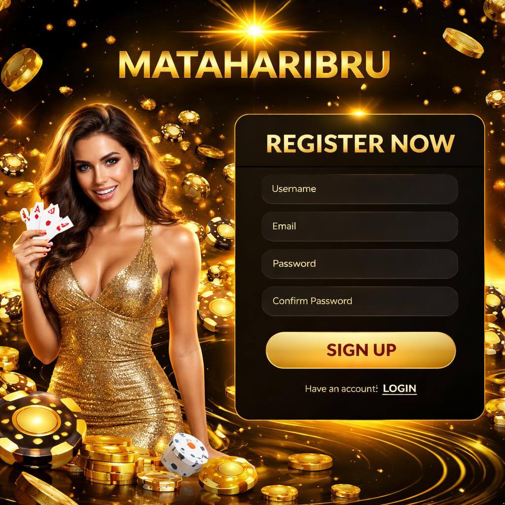 MATAHARIBRU account access page for an online casino platform offering immersive gaming and diverse casino content